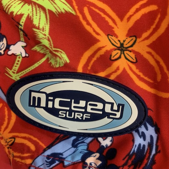 Disney‎ Mickey Mouse Mens Red Swim Surf Board Trunks Elastic Shorts Size Large L - Picture 4 of 7